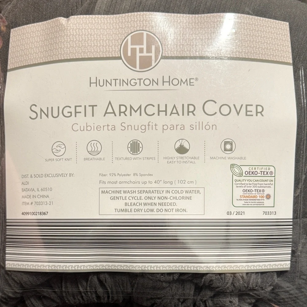 Huntington Home Charcoal Armchair Cover